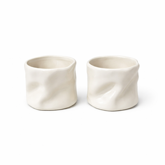 Mirac Wave mokken set van 2 - Creme glans