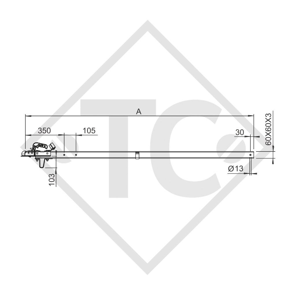 Drawbar type R4 vers. A1 square tube straight up to 750kg