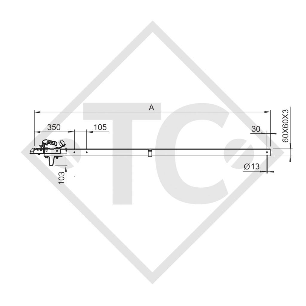 Drawbar type R4 vers. A1 square tube straight up to 750kg