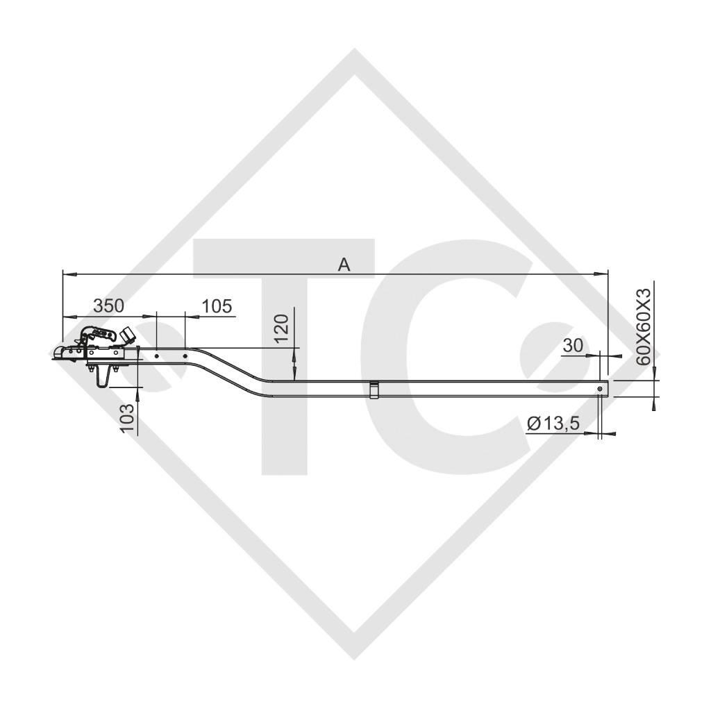 Drawbar type K4 vers. A1 square tube cranked up to 750kg