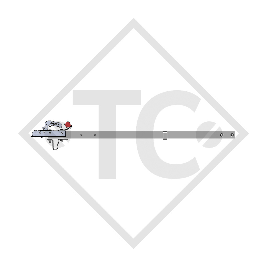 Drawbar type R4 vers. A3 square tube straight up to 750kg for top hat profile 90mm