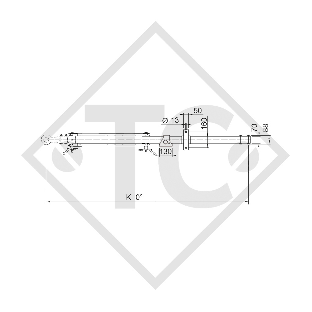 Zugverbindung Zahnscheibe Typ 75 VU Ausf. A1 höhenverstellbar mit Deichselprofil bis 750kg