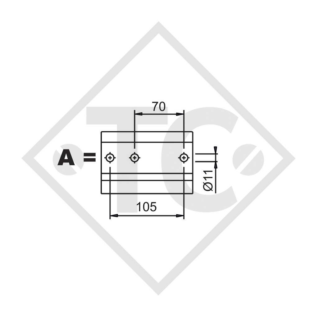 Towbar connection toothed washer type 75 VU vers. A1 height-adjustable with drawbar section up to 750kg