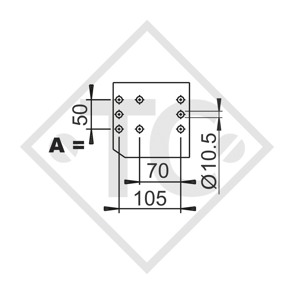 Zugverbindung Zahnscheibe Typ 102 VB Ausf. N höhenverstellbar mit Deichselprofil bis 1100kg