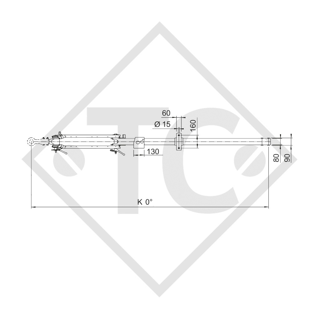 Zugverbindung Zahnscheibe Typ 162 VB Ausf. M höhenverstellbar mit Deichselprofil bis 1600kg und Standbremse