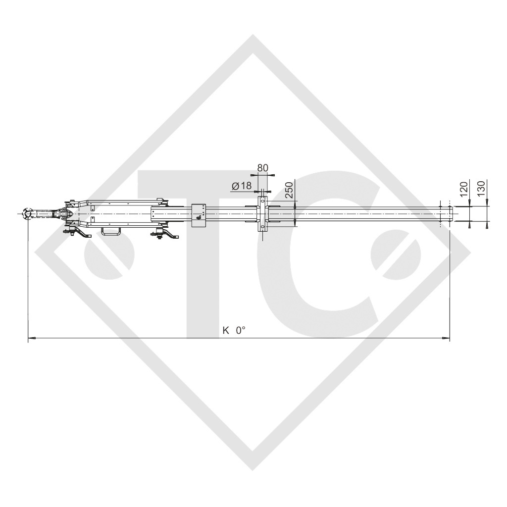 Height-adjustable drawbar type 501 VB vers. A for trailers with pneumatic brakes 5000kg