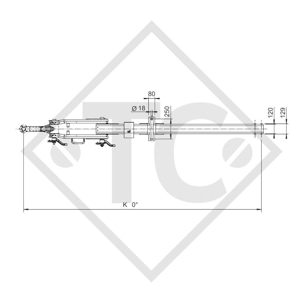 Timone regolabile in altezza tipo 751 VB vers. A1 per rimorchio con frenatura ad aria 7500kg