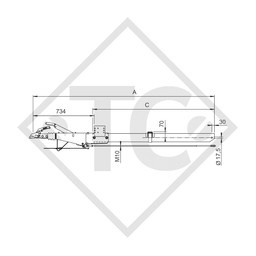 Timon droit carré freiné type 161 S - R26 version A, PTAC de 950 à 1600kg