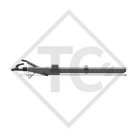 Square overrun device type 161 S - R26 vers. A with drawbar section straight 950 to 1600kg, jockey wheel carrier in front