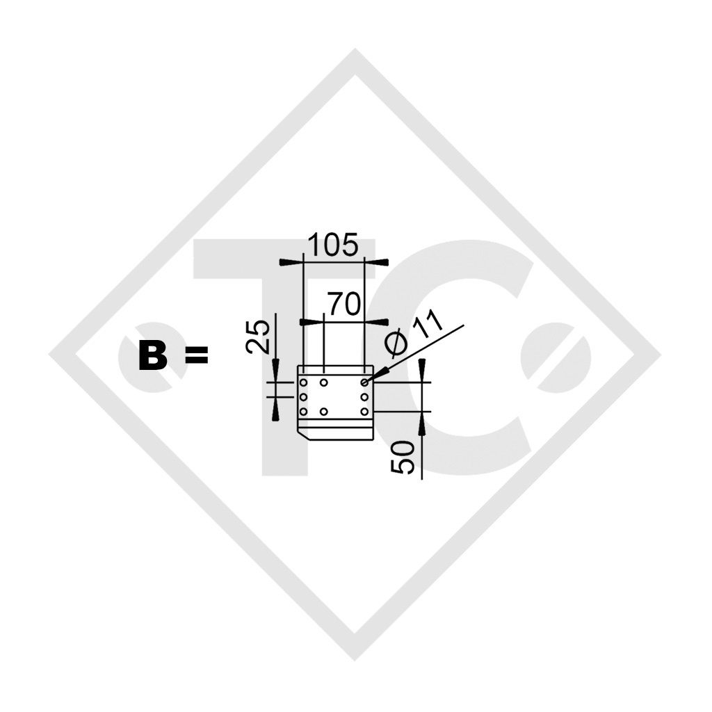 Auflaufeinrichtung vierkant Typ 251 S - R26 Ausf. A mit Deichselprofil gerade 1500 bis 2600kg