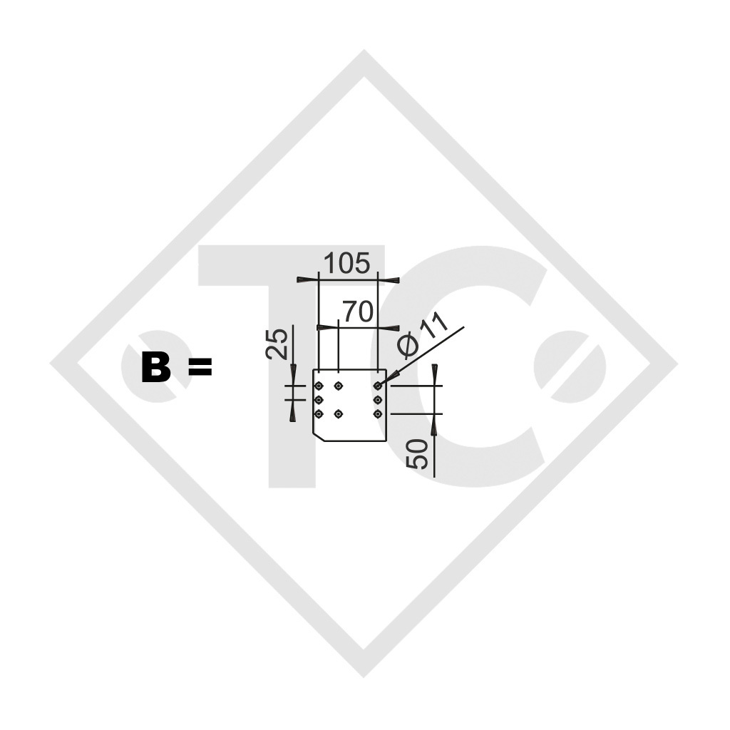 Auflaufeinrichtung vierkant Typ 251 S - K26 Ausf. A mit Deichselprofil gekröpft 1500 bis 2200kg