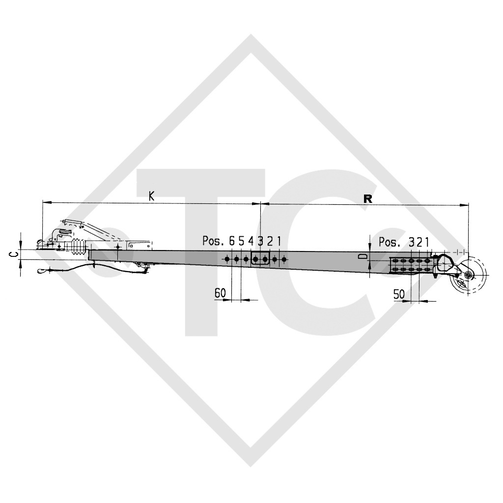 Towbar connection (pair) type 101T to 1000kg