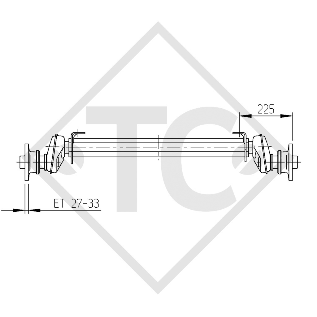 Unbraked axle 1000kg BASIC axle type UBR 850-10