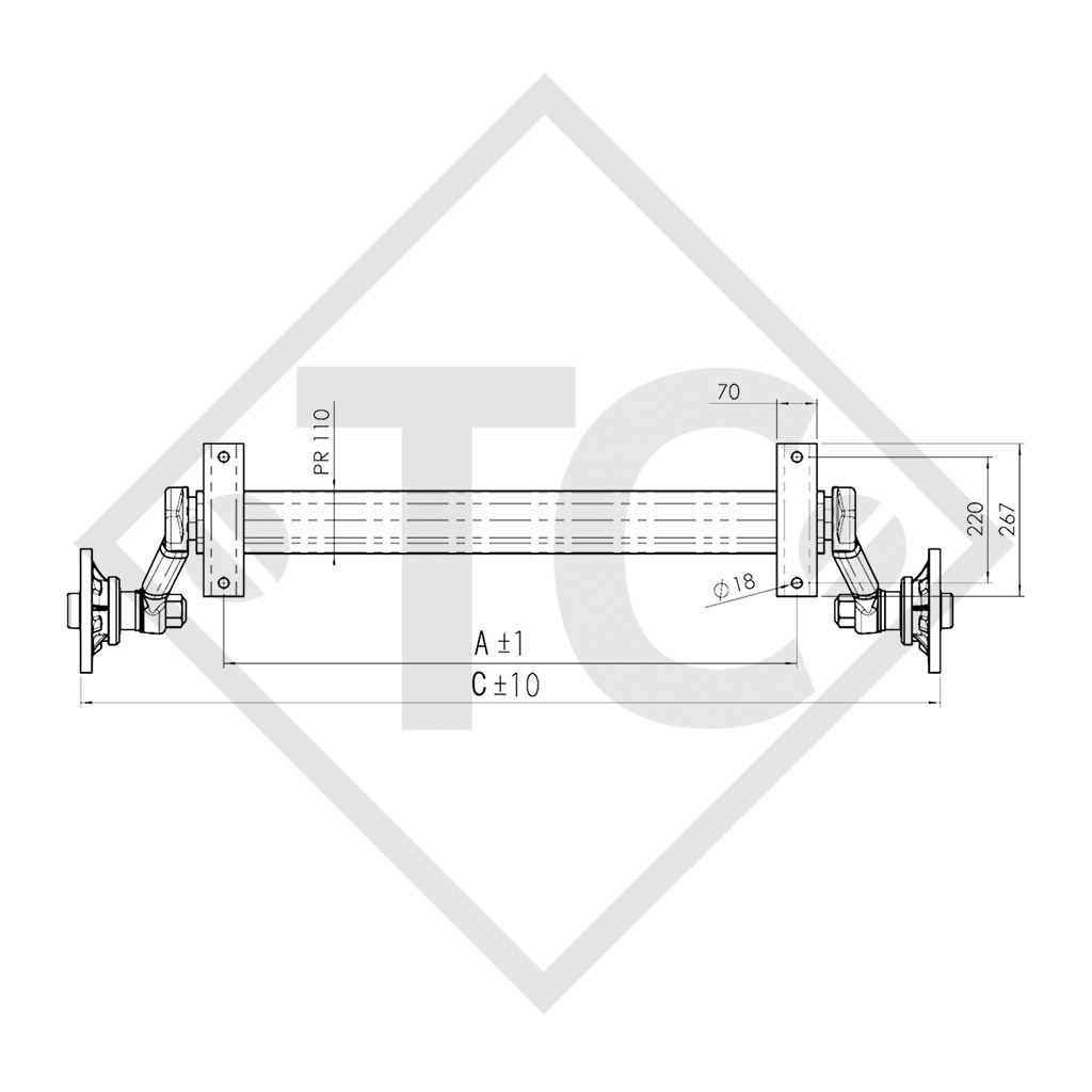 Essieu PLUS 1800kg non freiné type d'essieu 1800-9