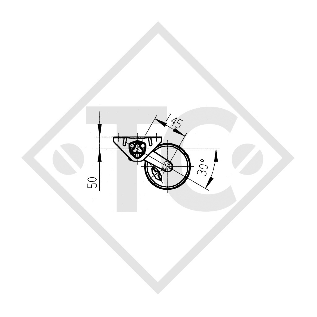 Braked axle 750kg BASIC axle type B 700-5 with top hat profile 90mm