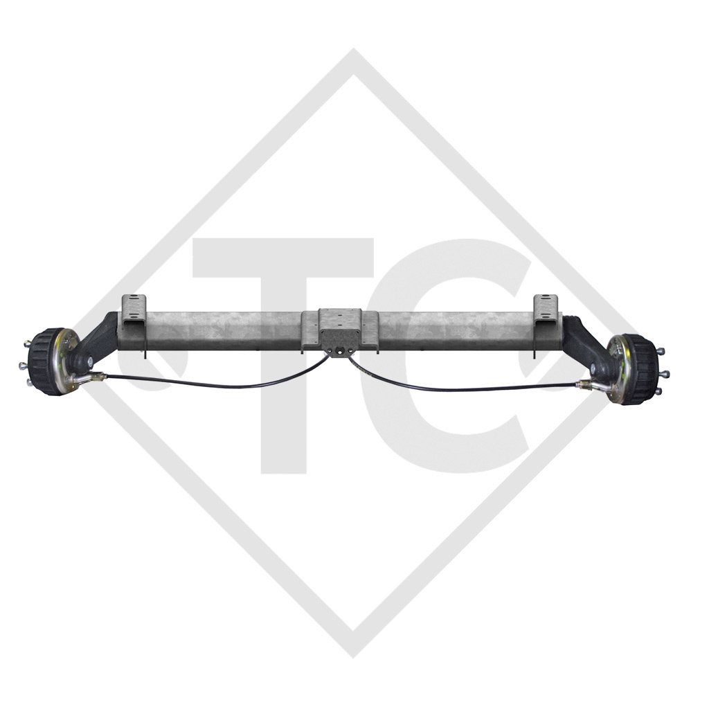 Braked tandem front axle 900kg BASIC axle type B 850-5 with top hat profile 90mm