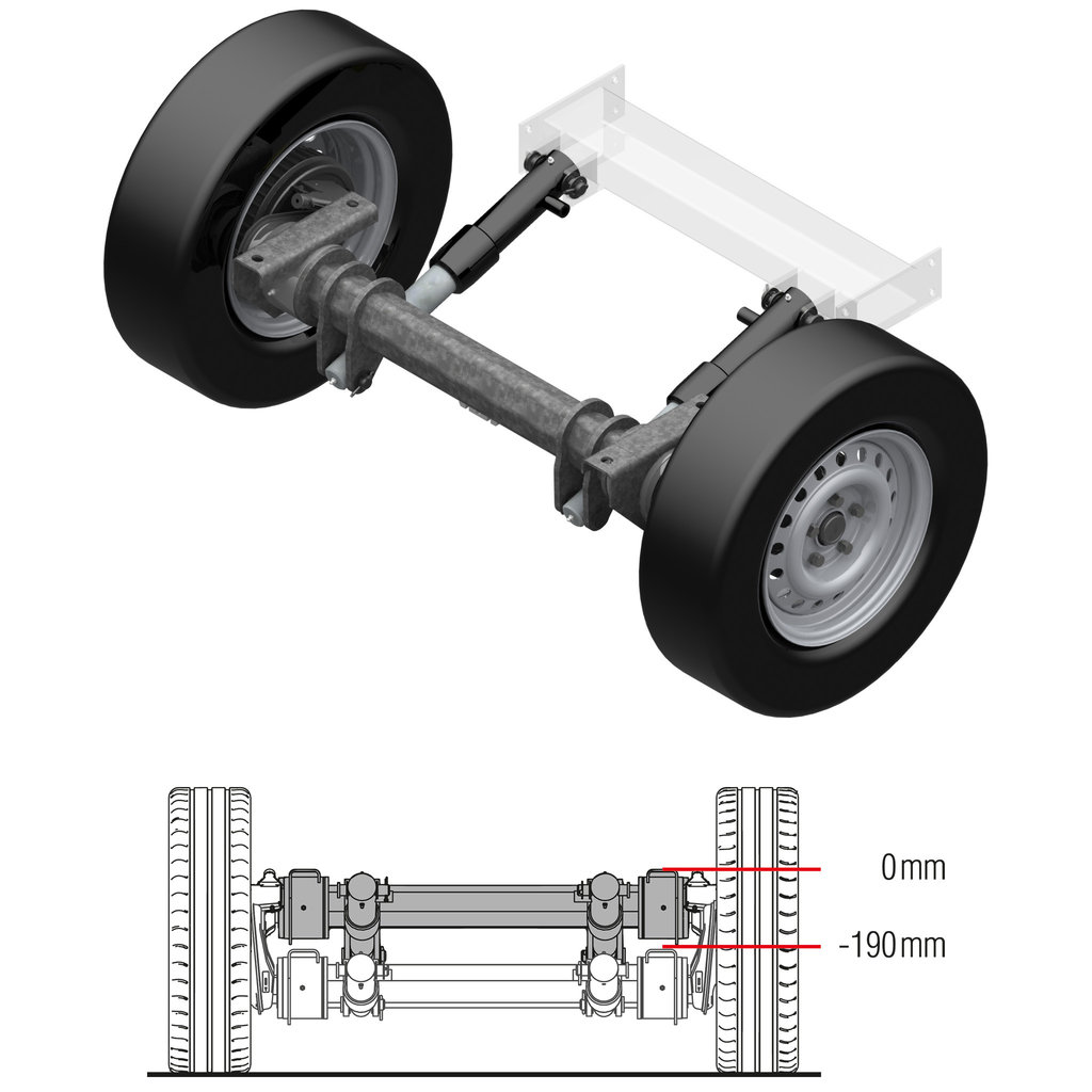 ACHSE ABSENKBAR BIS ZU 190MM, ACHSTYP BRA 3000-2, EINACHSER BIS 3000KG