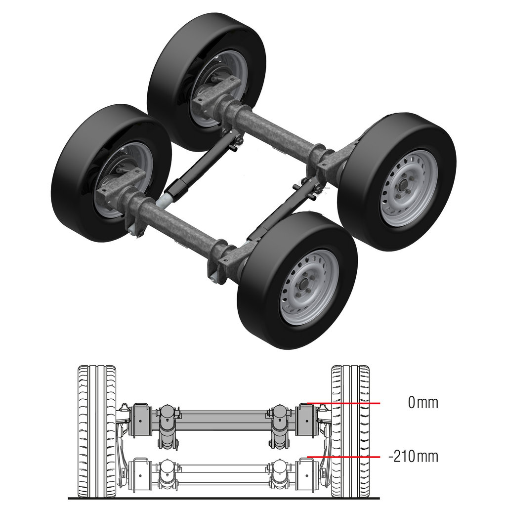 ESSIEUX ABAISSABLE JUSQU'À 210MM, TANDEM