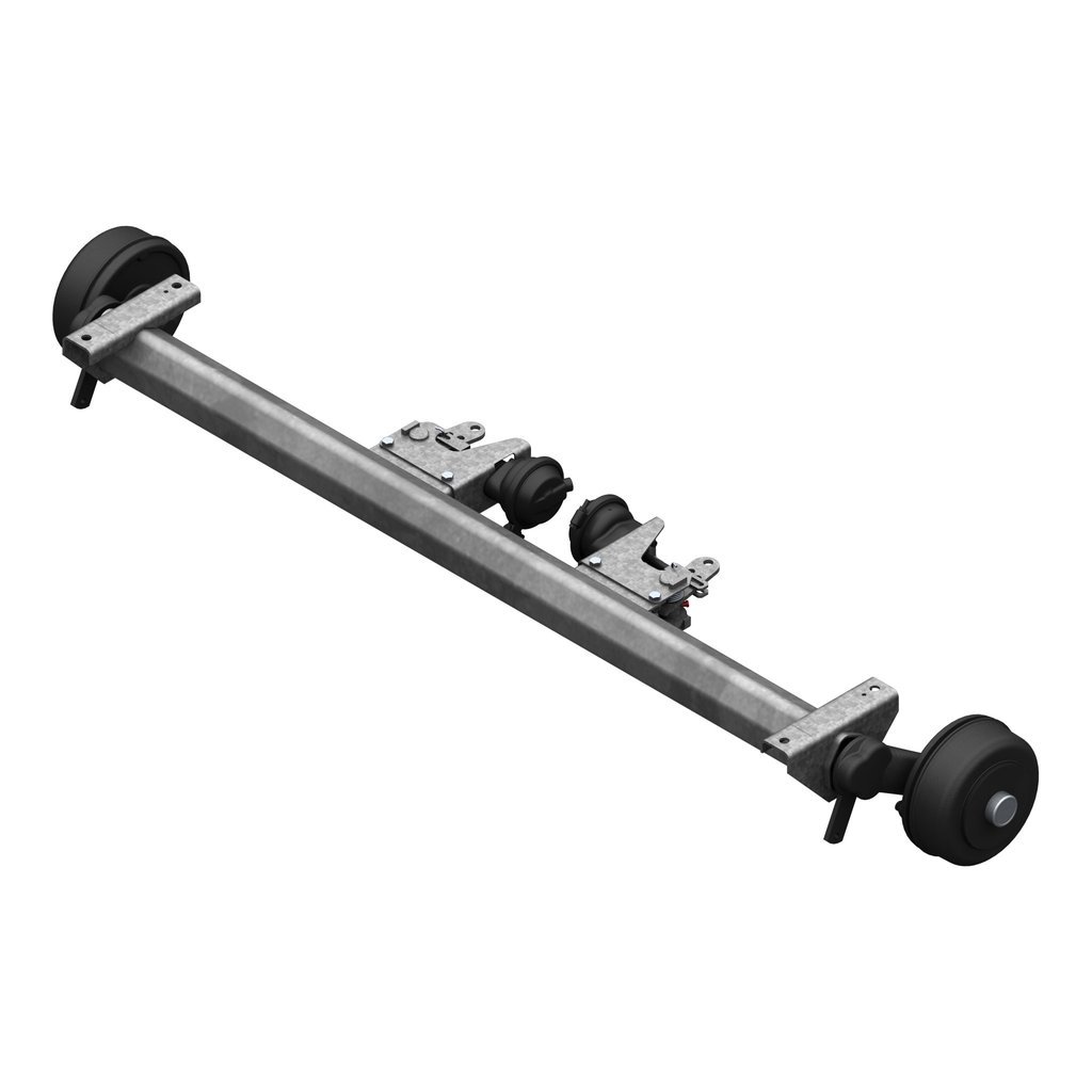 AXLES WITH RUBBER SUSPENSION FOR TRAILERS WITH PNEUMATIC BRAKES