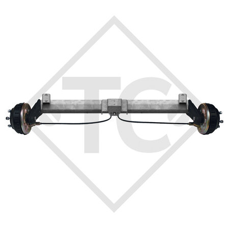 Braked tandem front axle 1000kg BASIC axle type B 850-10 with top hat profile 90mm and AAA (automatic adjustment of the brake pads)