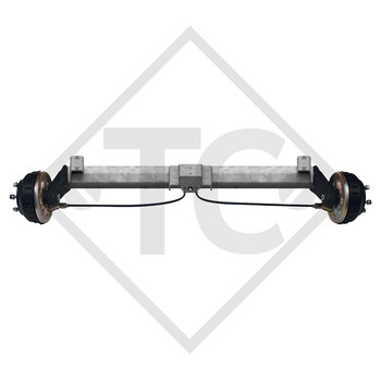 Braked tandem front axle 1000kg BASIC axle type B 850-10 with top hat profile 90mm and AAA (automatic adjustment of the brake pads)