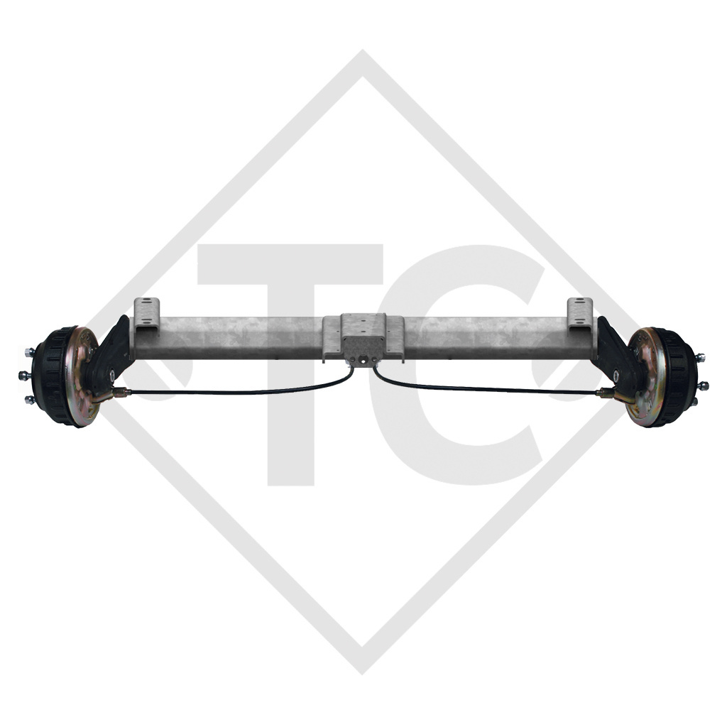 Braked tandem front axle 1000kg BASIC axle type B 850-10 with top hat profile 90mm and AAA (automatic adjustment of the brake pads)