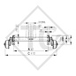 Braked tandem front axle 1350kg BASIC axle type B 1200-6 with top hat profile 90mm