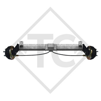 Braked tandem front axle 1350kg BASIC axle type B 1200-6 with top hat profile 90mm and AAA (automatic adjustment of the brake pads)
