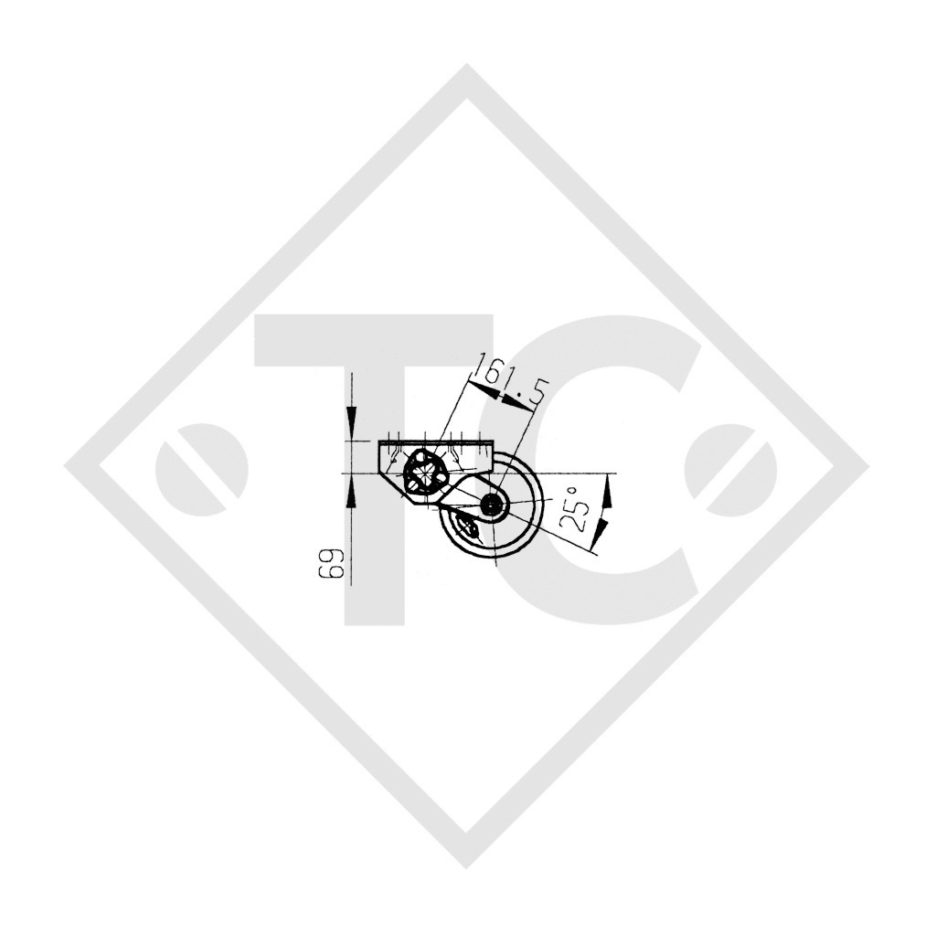 Assale anteriore tandem frenato 1350kg BASIC tipo di assale B 1200-6 con profilo 130mm e AAA (Regolazione automatica dei ferodi)