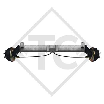 Braked tandem front axle 1350kg BASIC axle type B 1200-6 with top hat profile 130mm and AAA (automatic adjustment of the brake pads)