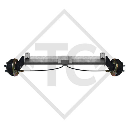 Braked tandem front axle 1350kg BASIC axle type B 1200-6 with top hat profile 90mm