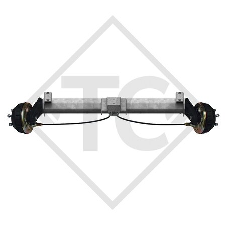 Braked tandem front axle 1350kg BASIC axle type B 1200-6 with top hat profile 130mm