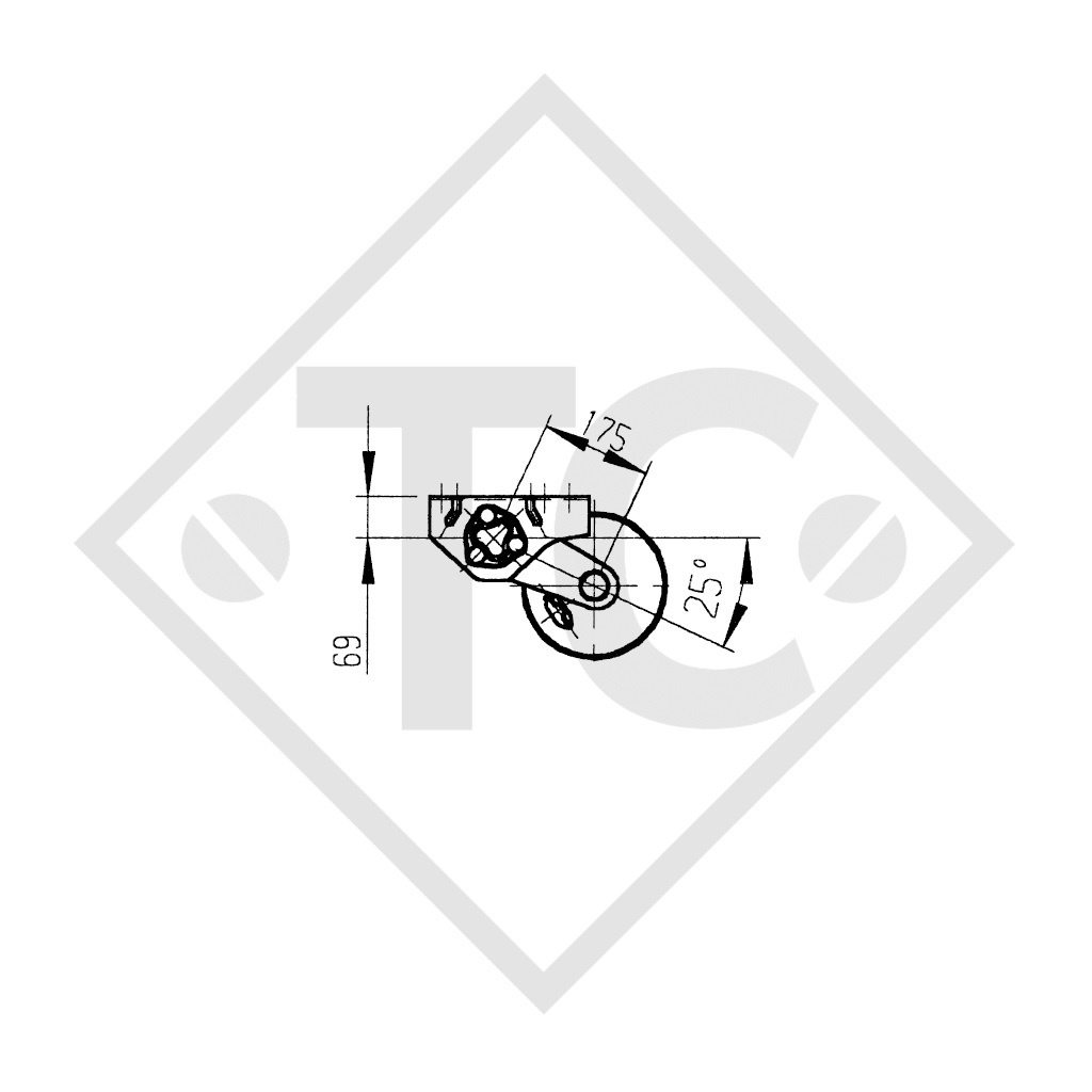 Braked tandem front axle 1350kg PLUS axle type B 1200-5 with top hat profile 90mm