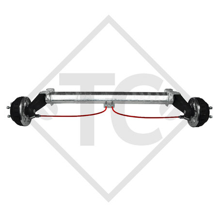 Braked tandem rear axle 1350kg PLUS axle type B 1200-5 with AAA (automatic adjustment of the brake pads)