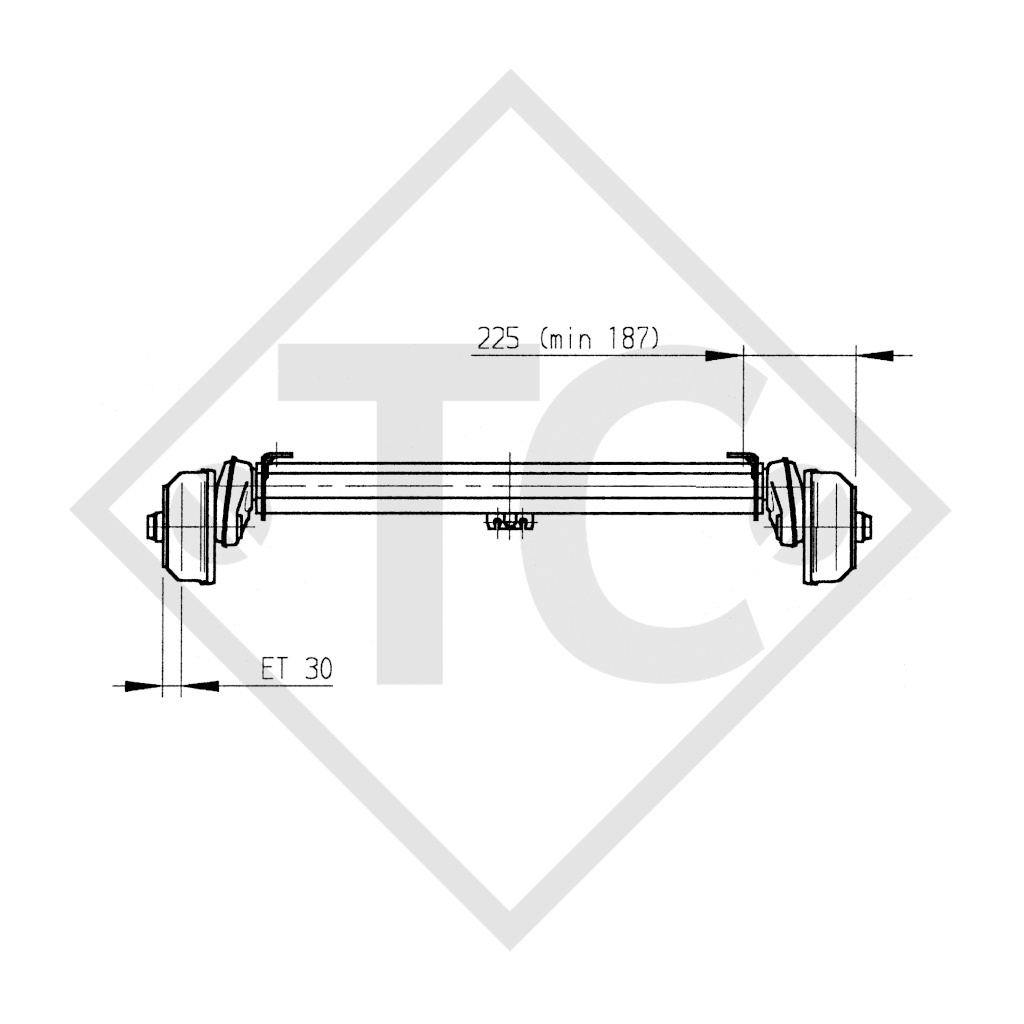 Braked axle 1500kg BASIC axle type B 1600-3