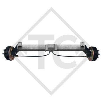 Braked tandem front axle 1500kg BASIC axle type B 1600-3 with top hat profile 90mm and AAA (automatic adjustment of the brake pads)