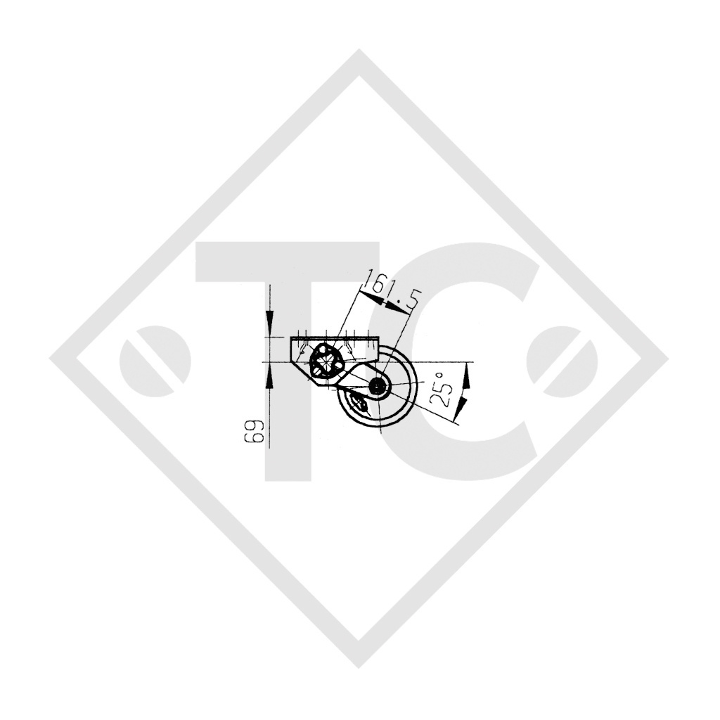 Braked tandem rear axle 1500kg BASIC axle type B 1600-3 with AAA (automatic adjustment of the brake pads)