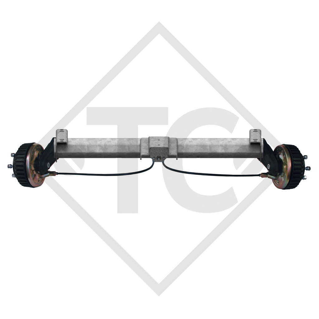 Braked tandem front axle 1500kg BASIC axle type B 1600-3 with top hat profile 130mm and AAA (automatic adjustment of the brake pads)