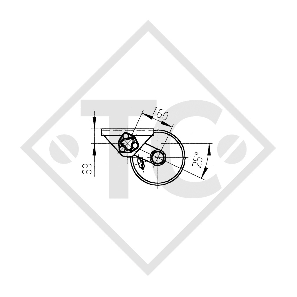 Assale anteriore tandem frenato 1600kg BASIC tipo di assale B 1600-1 con AAA (Regolazione automatica dei ferodi)