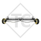 Braked tandem front axle 1600kg BASIC axle type B 1600-1 with top hat profile 90mm and shock absorber bracket