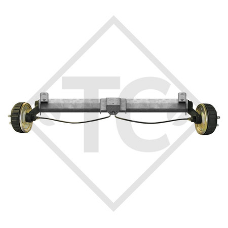 Eje delantero tándem con freno 1600kg BASIC tipo de eje B 1600-1 con perfil en U 130mm y AAA (Reajuste automático de las zapatas de freno)