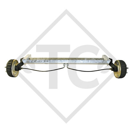 Braked tandem rear axle 1600kg BASIC axle type B 1600-1 with AAA (automatic adjustment of the brake pads)