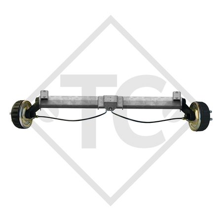 Braked axle 1800kg BASIC axle type B 1800-9 with top hat profile 130mm and AAA (automatic adjustment of the brake pads)
