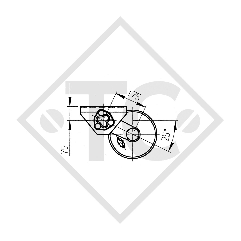 Tandem Vorderachse gebremst 1800kg PLUS Achstyp B 1800-9 mit Wiederlager von oben