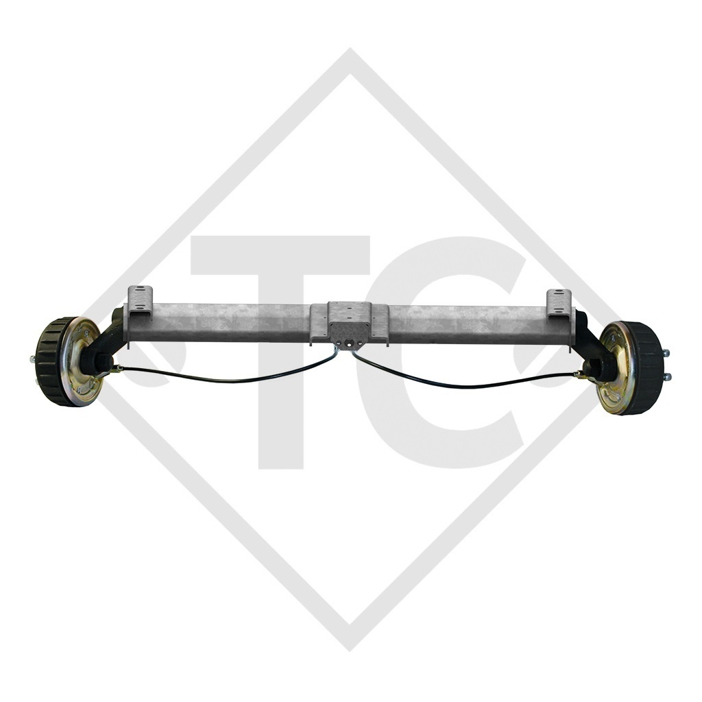 Braked axle 1800kg BASIC axle type B 1800-9 with top hat profile 130mm and AAA (automatic adjustment of the brake pads)