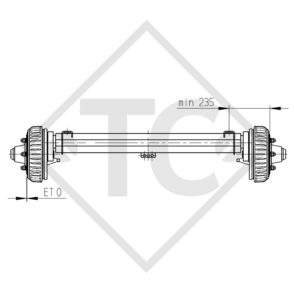 Assale frenato 3000kg PLUS tipo di assale B 3000-2 con profilo 130mm