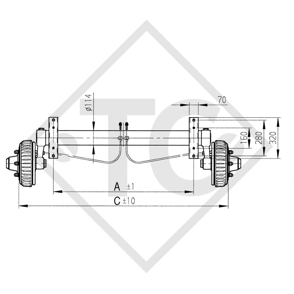 Essieu barre de torsion PLUS 3500kg type d'essieu BT 3500