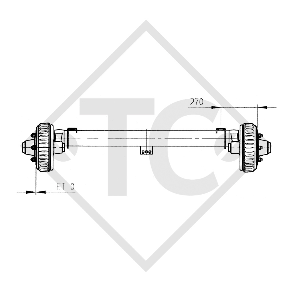 Braked steel spring axle 3500kg PLUS axle type BT 3500