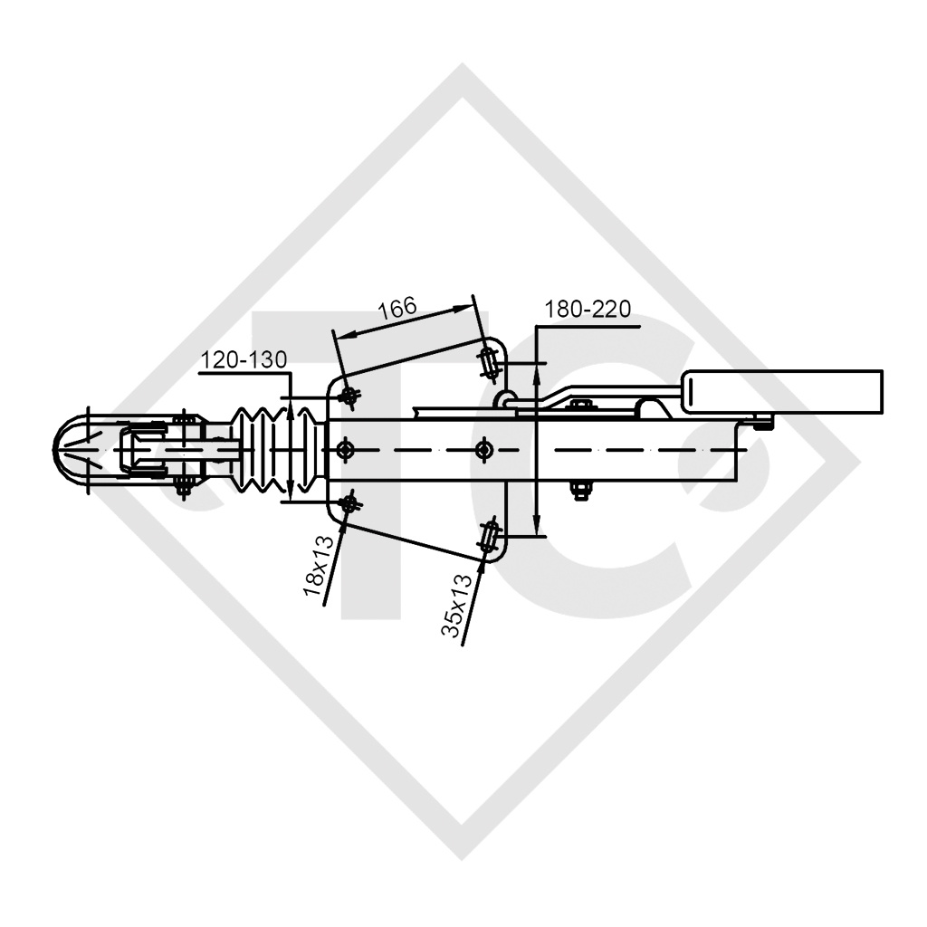 Enganche de inercia en V tipo SFV20, 1050 a 2000kg