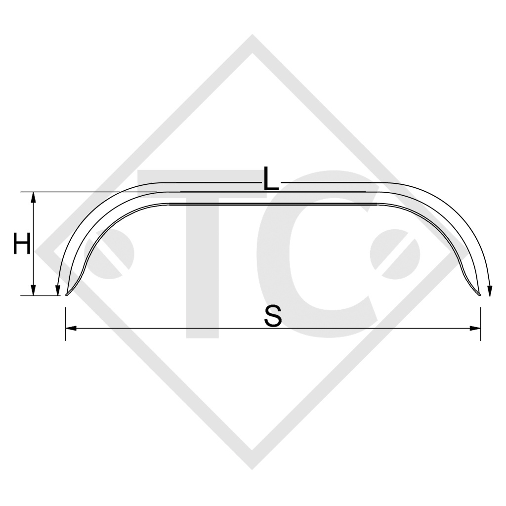 Mudguard, twin axle trailer, sheet metal suitable for all common trailer types